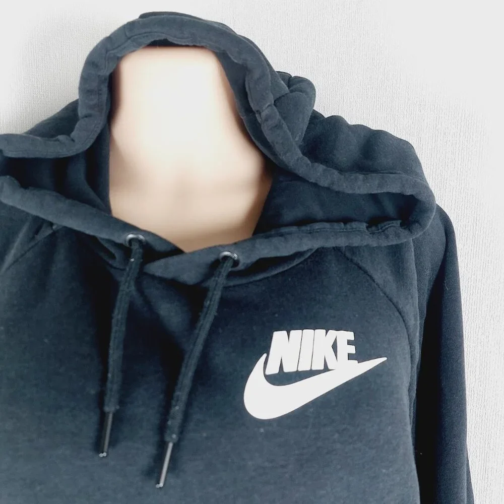 Nike Women's Black Sportswear Rally Funnel Neck Fleece Pullover Hoodie Size L